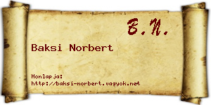 Baksi Norbert névjegykártya